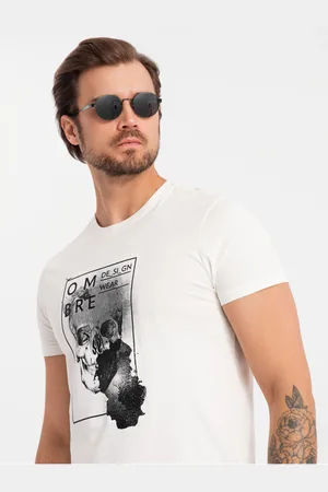 Ombre Clothing Pánské bavlněné tričko s jemnou výšivkou