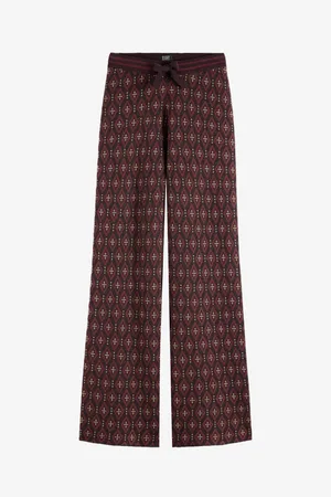 Scotch&Soda Vínové dámské vzorované žakárové kalhoty