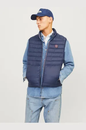 JACK & JONES Tmavě pánská prošívaná vesta