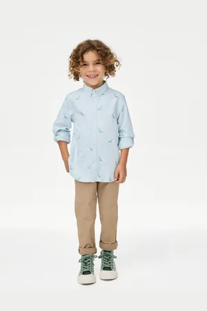 Marks & Spencer Vyšívaná košile Oxford s motivem dinosaura, z čisté bavlny (1–8 let)