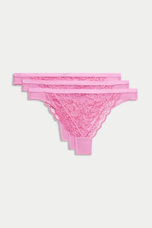 Marks & Spencer Tanga s celoplošnou krajkou, 3 ks v balení