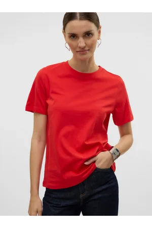VERO MODA Červené dámské tričko Paulina