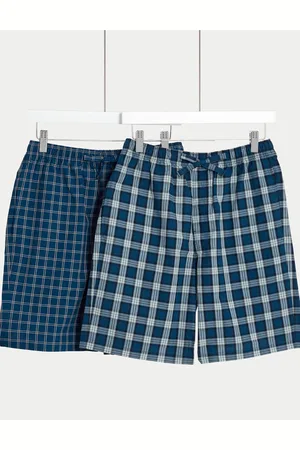 Marks & Spencer Kostkované pyžamové šortky z čisté bavlny, 2 ks v balení
