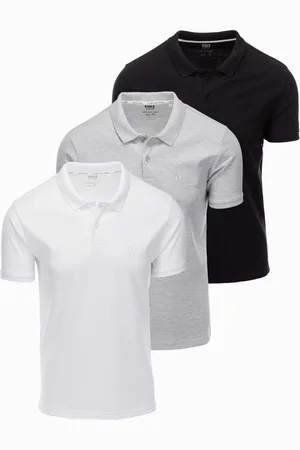 Ombre Clothing Pánské bavlněné polo tričko BASIC - černá/šedá melanž/ V2 OM-POBS-0133