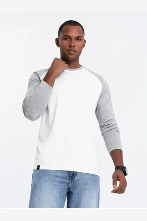 Ombre Clothing Pánské tričko s potiskem a dlouhým rukávem - černé V1 OM-LSPT-0119