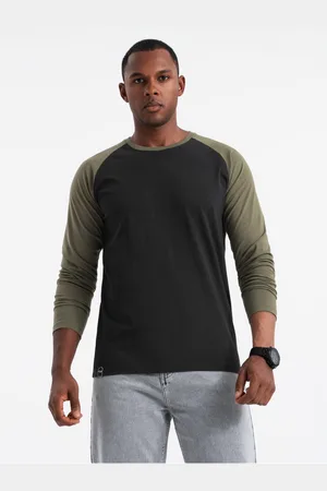 Ombre Clothing Pánské tričko s potiskem a dlouhým rukávem - černé V1 OM-LSPT-0119