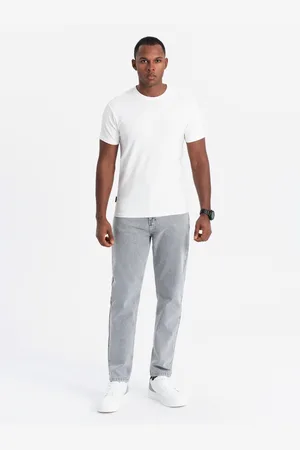 Ombre Clothing Pánské bavlněné tričko v barvách trikolory - a tmavě modrá V3 OM-TSCT-0174