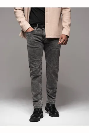 Ombre Clothing Pánské džínové kalhoty STRAIGHT LEG - černé V1 OM-PADP-0133