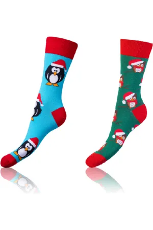 Bellinda CRAZY SOCKS 2x - Veselé ponožky 2 páry - light blue - green
