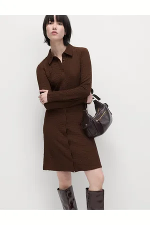 Marks & Spencer Texturované pouzdrové mini šaty s límečkem a zapínáním na knoflíky po celé délce
