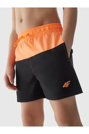 4F Chlapecké plážové šortky typu boardshorts - oranžové