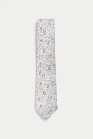 Marks & Spencer Květovaná kravata ze 100% hedvábí smetanová