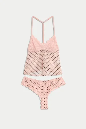 Marks & Spencer Souprava Alma Lace & Flock s potiskem a úzkými ramínky