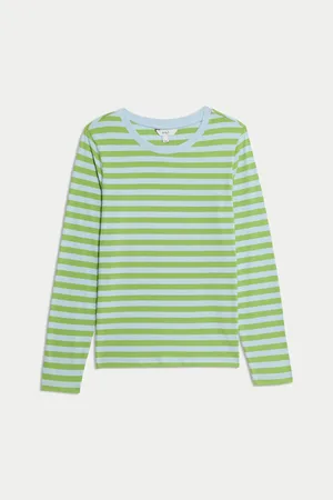 Marks & Spencer Pruhované tričko ke krku z čisté bavlny