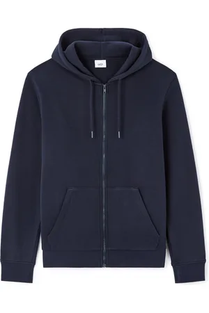 Celio Tmavě pánská mikina na zip s kapucí Fethree
