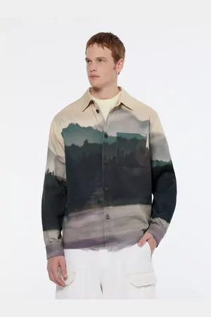 Scotch&Soda Béžovo- pánská vzorovaná košilová bunda