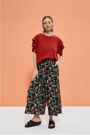 MOODO Černé dámské vzorované culottes