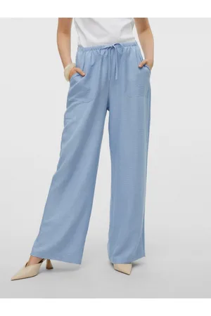 VERO MODA Světle modré dámské široké kalhoty