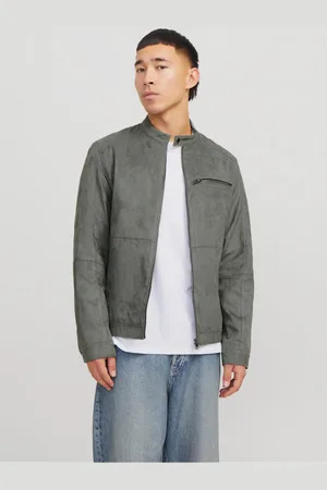 JACK & JONES Šedá pánská bunda v semišové úpravě