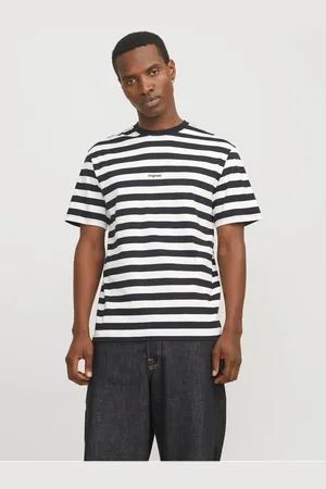 JACK & JONES Bílo-černé pánské pruhované tričko