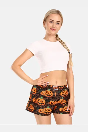 STYX Oranžovo-černé dámské trenýrky Halloween dýně