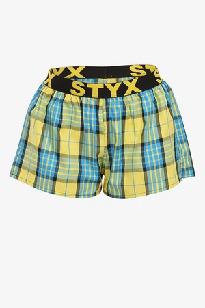 STYX Žluté dámské kostkované trenýrky
