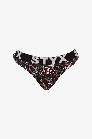 STYX Černá vzorovaná dámská tanga art Jáchym