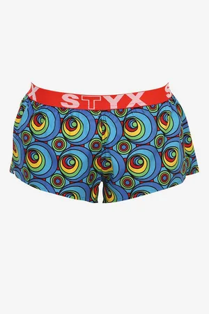 STYX Žluto-modré dámské vzorované trenýrky