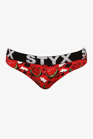 STYX Černo-červené dámské vzorované kalhotky art Melouny