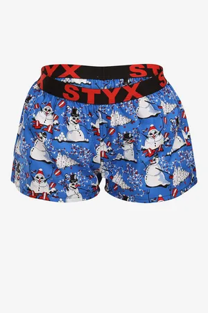 STYX Dámské trenky art sportovní guma Vánoce sněhuláci