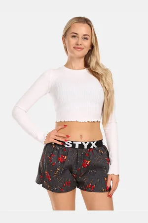 STYX Červeno-šedé dámské vzorované trenýrky na spaní Drápy