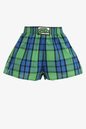 STYX Modro-zelené klučičí kostkované trenýrky