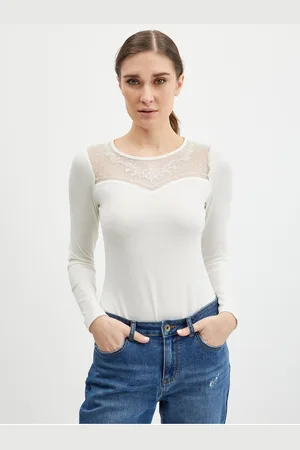 ORSAY Krémové dámské body s krajkou