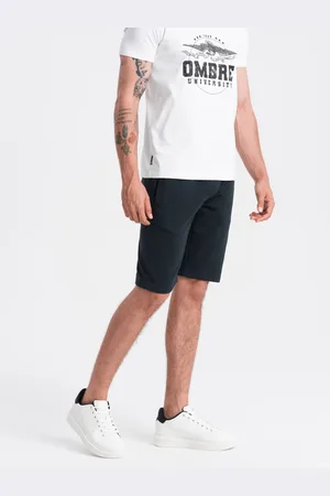 Ombre Clothing Černé pánské basic teplákové kraťasy