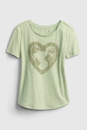 GAP Zelené holčičí dětské tričko gen good graphic t-shirt