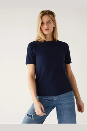 Marks & Spencer Tmavě modré dámské bavlněné basic tričko