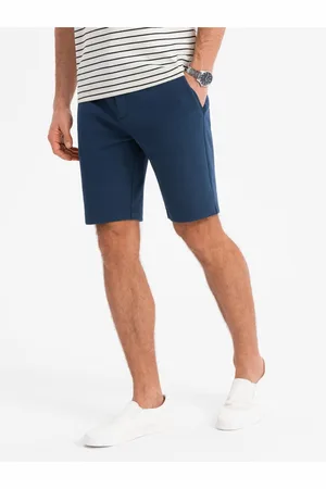 Ombre Clothing Pánské krátké šortky SLIM FIT ze strukturovaného melanžového úpletu modré