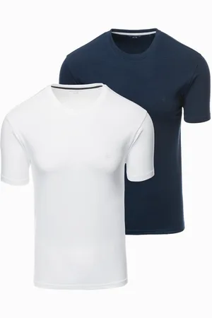 Ombre Clothing Sada tří kusů pánských bavlněncýh triček BASIC s kulatým výstřihem