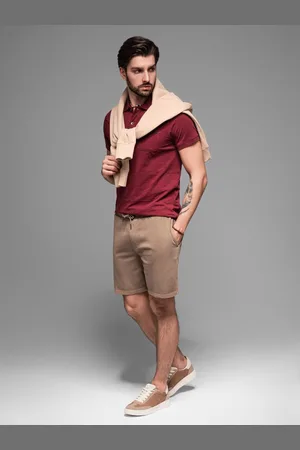 Ombre Clothing Pánské bavlněné teplákové šortky BASIC hnědé