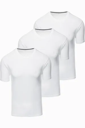 Ombre Clothing Sada tří kusů pánských bavlněncýh triček BASIC s kulatým výstřihem
