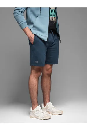 Ombre Clothing Pánské bavlněné teplákové šortky BASIC modré