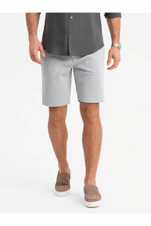 Ombre Clothing Pánské krátké šortky SLIM FIT ze strukturovaného melanžového úpletu světle šedé