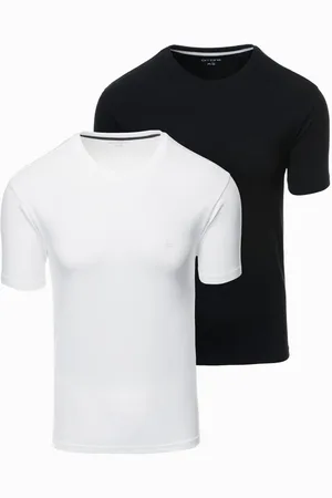 Ombre Clothing Sada tří kusů pánských bavlněncýh triček BASIC s kulatým výstřihem