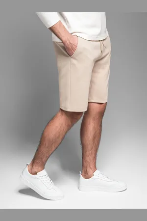 Ombre Clothing Pánské bavlněné teplákové šortky BASIC béžové