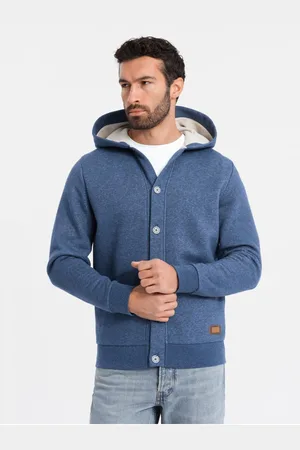 Ombre Clothing Pánská mikina s kapucí na knoflíky