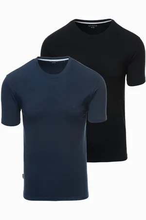 Ombre Clothing Sada tří kusů pánských bavlněncýh triček BASIC s kulatým výstřihem