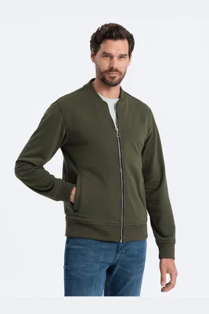 Ombre Clothing Bavlněná pánská mikina bomber na zip