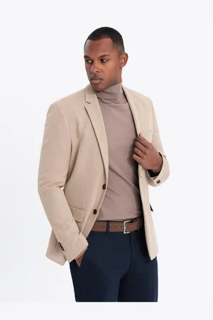 Ombre Clothing Elegantní pánské sako z vlněné směsi béžové