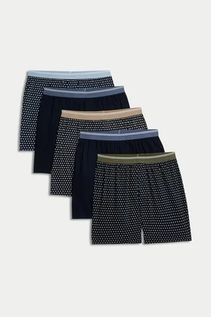 Marks & Spencer Žerzejové boxerky z čisté bavlny s technologií Cool & Fresh™, s různými vzory, 5 ks v balení námořnická