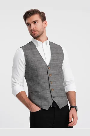 Ombre Clothing Šedá pánská vesta bez klop